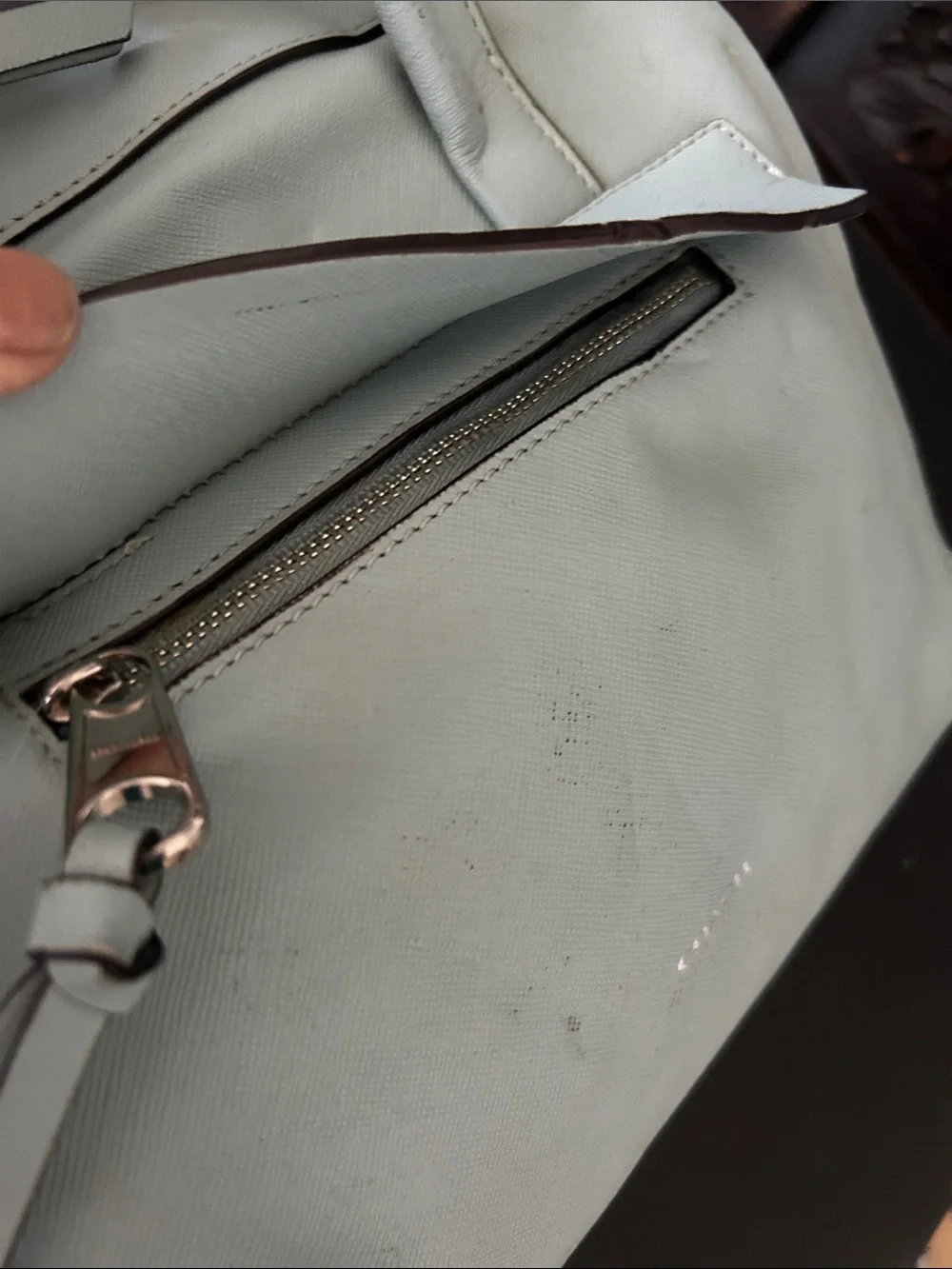 Coach Light Blue Leather Satchel with Top Handles